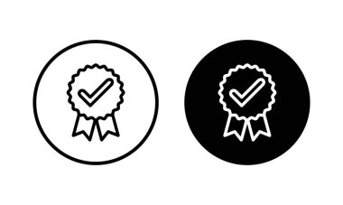 Onaylanmış ikon vektör illüstrasyonu. Sertifikalı Madalya Simgesi. işaretle