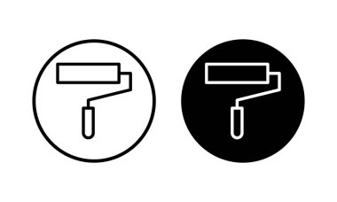 Simge vektör illüstrasyonunu boya. Boya fırçası işareti ve sembol. boyama silindiri vektörü