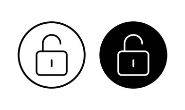 Simge vektör illüstrasyonunu aç. İşaret ve sembolün kilidini aç. Kilitlenmemiş asma kilit simgesi