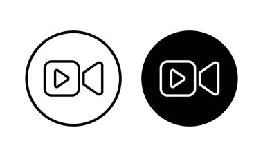 Video ikonu vektör illüstrasyonu. Video kamera işareti ve sembol. Film tabelası. Sinema