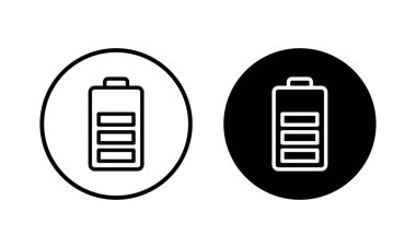 Batarya ikonu vektör çizimi. Pil şarj işareti ve sembol. pil şarj seviyesi