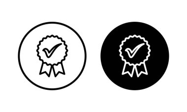 Onaylanmış ikon vektör illüstrasyonu. Sertifikalı Madalya Simgesi. işaretle