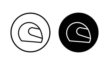 Kask simgesi vektör illüstrasyonu. Motosiklet kaskı tabelası ve sembolü. İnşaat miğferi simgesi. Güvenlik kaskı