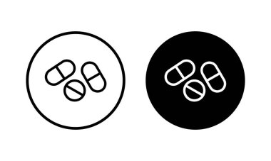 İlaç ikonu vektör illüstrasyonu. Kapsül simgesi. Uyuşturucu işareti ve sembol