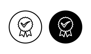 Onaylanmış ikon vektör illüstrasyonu. Sertifikalı Madalya Simgesi. işaretle