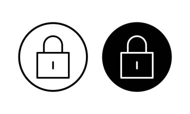 Simge vektör illüstrasyonunu kilitle. Asma kilit işareti ve sembol. Şifreleme simgesi. Güvenlik sembolü