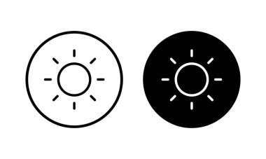 Güneş ikonu vektör illüstrasyonu. Parlaklık işareti ve sembol.