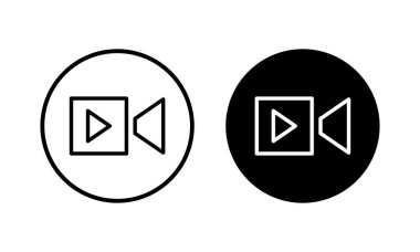 Video ikonu vektör illüstrasyonu. Video kamera işareti ve sembol. Film tabelası. Sinema