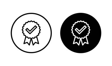 Onaylanmış ikon vektör illüstrasyonu. Sertifikalı Madalya Simgesi. işaretle