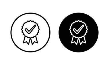 Onaylanmış ikon vektör illüstrasyonu. Sertifikalı Madalya Simgesi. işaretle