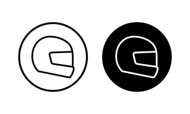 Kask simgesi vektör illüstrasyonu. Motosiklet kaskı tabelası ve sembolü. İnşaat miğferi simgesi. Güvenlik kaskı