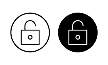 Simge vektör illüstrasyonunu aç. İşaret ve sembolün kilidini aç. Kilitlenmemiş asma kilit simgesi