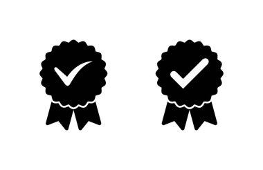 Onaylanmış ikon vektör illüstrasyonu. Sertifikalı Madalya Simgesi. işaretle