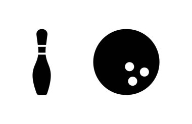 Bowling ikonu vektör illüstrasyonu. Bowling topu, iğne işareti ve sembol.