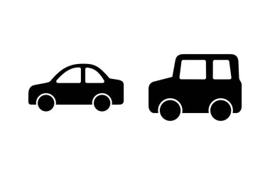 Araba ikonu vektör illüstrasyonu. Araba işareti ve sembol. küçük sedan