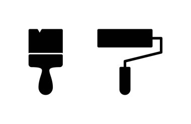 Simge vektör illüstrasyonunu boya. Boya fırçası işareti ve sembol. boyama silindiri vektörü