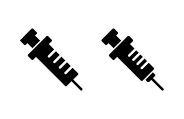 Şırınga ikonu vektör çizimi. İğne işareti ve sembol. Aşı simgesi