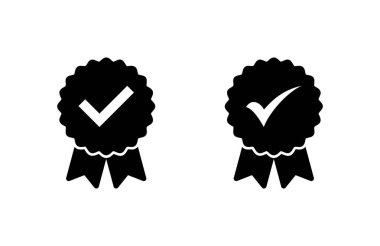 Onaylanmış ikon vektör illüstrasyonu. Sertifikalı Madalya Simgesi. işaretle