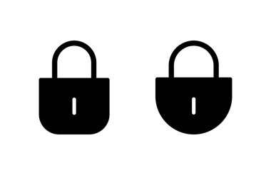 Simge vektör illüstrasyonunu kilitle. Asma kilit işareti ve sembol. Şifreleme simgesi. Güvenlik sembolü
