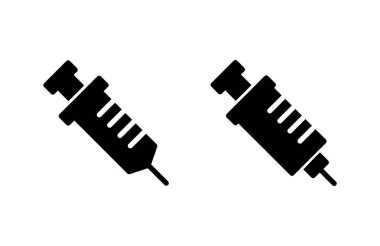 Şırınga ikonu vektör çizimi. İğne işareti ve sembol. Aşı simgesi