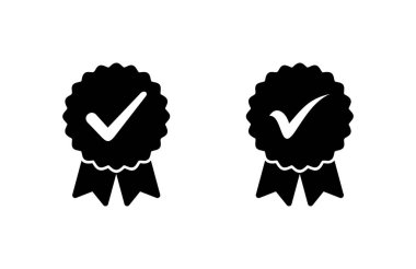 Onaylanmış ikon vektör illüstrasyonu. Sertifikalı Madalya Simgesi. işaretle