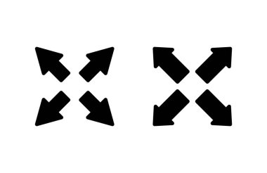 Tam Ekran Simgesi vektör illüstrasyonu. Tam ekran işareti ve simgeye genişlet. Oklar sembolü