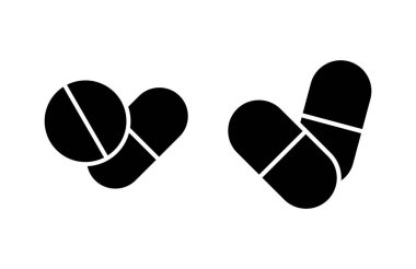 İlaç ikonu vektör illüstrasyonu. Kapsül simgesi. Uyuşturucu işareti ve sembol