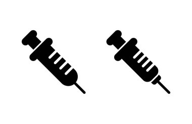 Şırınga ikonu vektör çizimi. İğne işareti ve sembol. Aşı simgesi