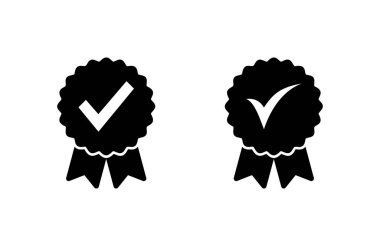 Onaylanmış ikon vektör illüstrasyonu. Sertifikalı Madalya Simgesi. işaretle
