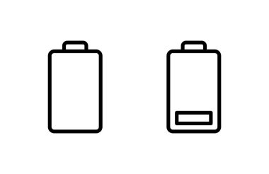 Batarya ikonu vektör çizimi. Pil şarj işareti ve sembol. pil şarj seviyesi