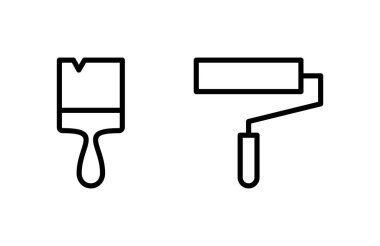 Simge vektör illüstrasyonunu boya. Boya fırçası işareti ve sembol. boyama silindiri vektörü