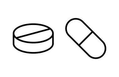 İlaç ikonu vektör illüstrasyonu. Kapsül simgesi. Uyuşturucu işareti ve sembol