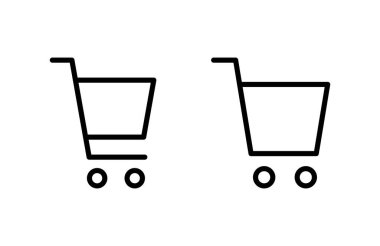 Alışveriş ikonu vektör illüstrasyonu. Alışveriş arabası işareti ve sembol. Trolley simgesi