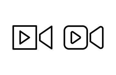 Video ikonu vektör illüstrasyonu. Video kamera işareti ve sembol. Film tabelası. Sinema