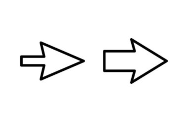 Ok simgesi vektör illüstrasyonu. Web tasarımı için ok işareti ve sembol.