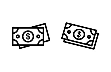 Para ikonu vektör illüstrasyonu. Para işareti ve sembol