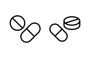 İlaç ikonu vektör illüstrasyonu. Kapsül simgesi. Uyuşturucu işareti ve sembol