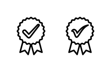 Onaylanmış ikon vektör illüstrasyonu. Sertifikalı Madalya Simgesi. işaretle