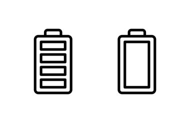 Batarya ikonu vektör çizimi. Pil şarj işareti ve sembol. pil şarj seviyesi