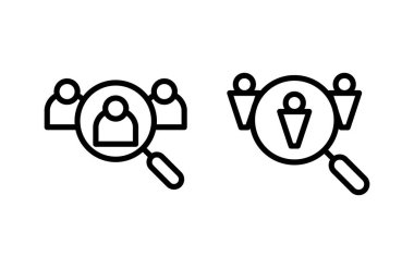 Simge vektör illüstrasyonu işe alınıyor. Arama işi boşluk işareti ve sembol. İnsan kaynakları konsepti. İşe alım.