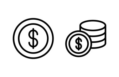 Para ikonu vektör illüstrasyonu. Para işareti ve sembol
