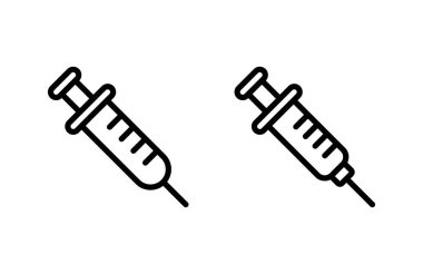 Şırınga ikonu vektör çizimi. İğne işareti ve sembol. Aşı simgesi