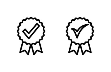 Onaylanmış ikon vektör illüstrasyonu. Sertifikalı Madalya Simgesi. işaretle