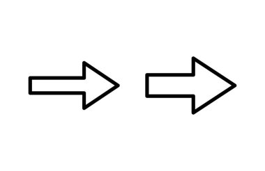Ok simgesi vektör illüstrasyonu. Web tasarımı için ok işareti ve sembol.