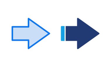 Ok simgesi vektör illüstrasyonu. Web tasarımı için ok işareti ve sembol.