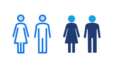 Erkek ve kadın ikon vektör çizimi. Erkek ve dişi işareti ve sembol. Kızlar ve oğlanlar