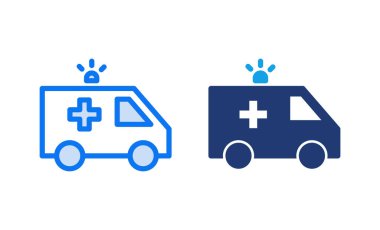Ambulans simgesi vektör illüstrasyonu. Ambulans kamyonu işareti ve sembol. Ambulans arabası