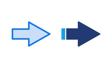 Ok simgesi vektör illüstrasyonu. Web tasarımı için ok işareti ve sembol.
