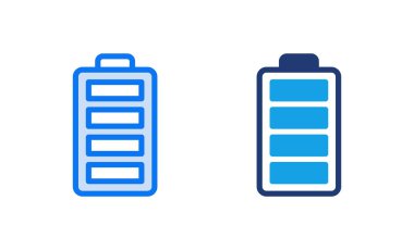 Batarya ikonu vektör çizimi. Pil şarj işareti ve sembol. pil şarj seviyesi