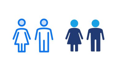 Erkek ve kadın ikon vektör çizimi. Erkek ve dişi işareti ve sembol. Kızlar ve oğlanlar